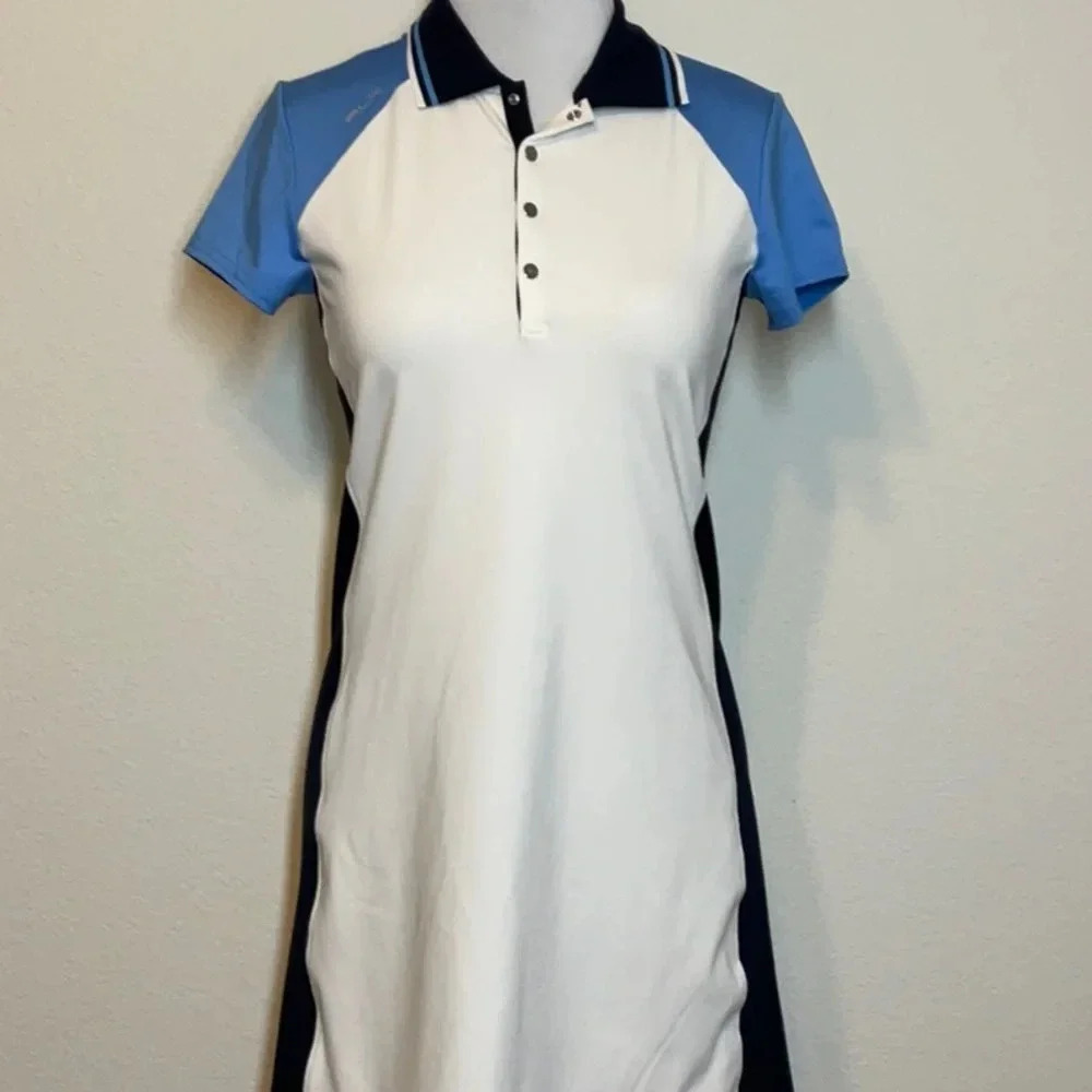 Ralph Lauren RLX Color Blocked Knee-Length Buttoned Polo Dress Size: L (12-14)